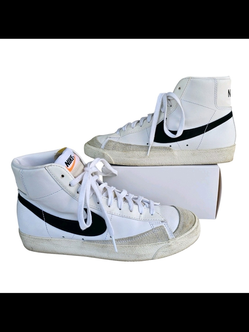 Nike White and Black Mid-Top Sneakers
